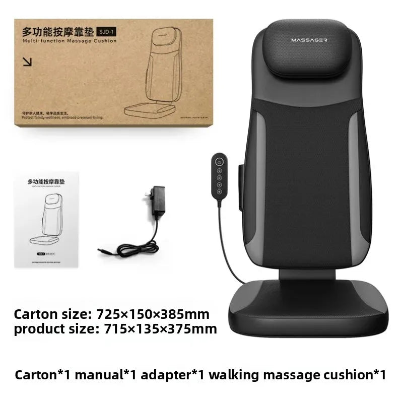 Electric Back Massager Vibrating Cervical Massage Chair Seat Cushion for Body Shiatsu Heated Kneading Relaxarion Home Office Use