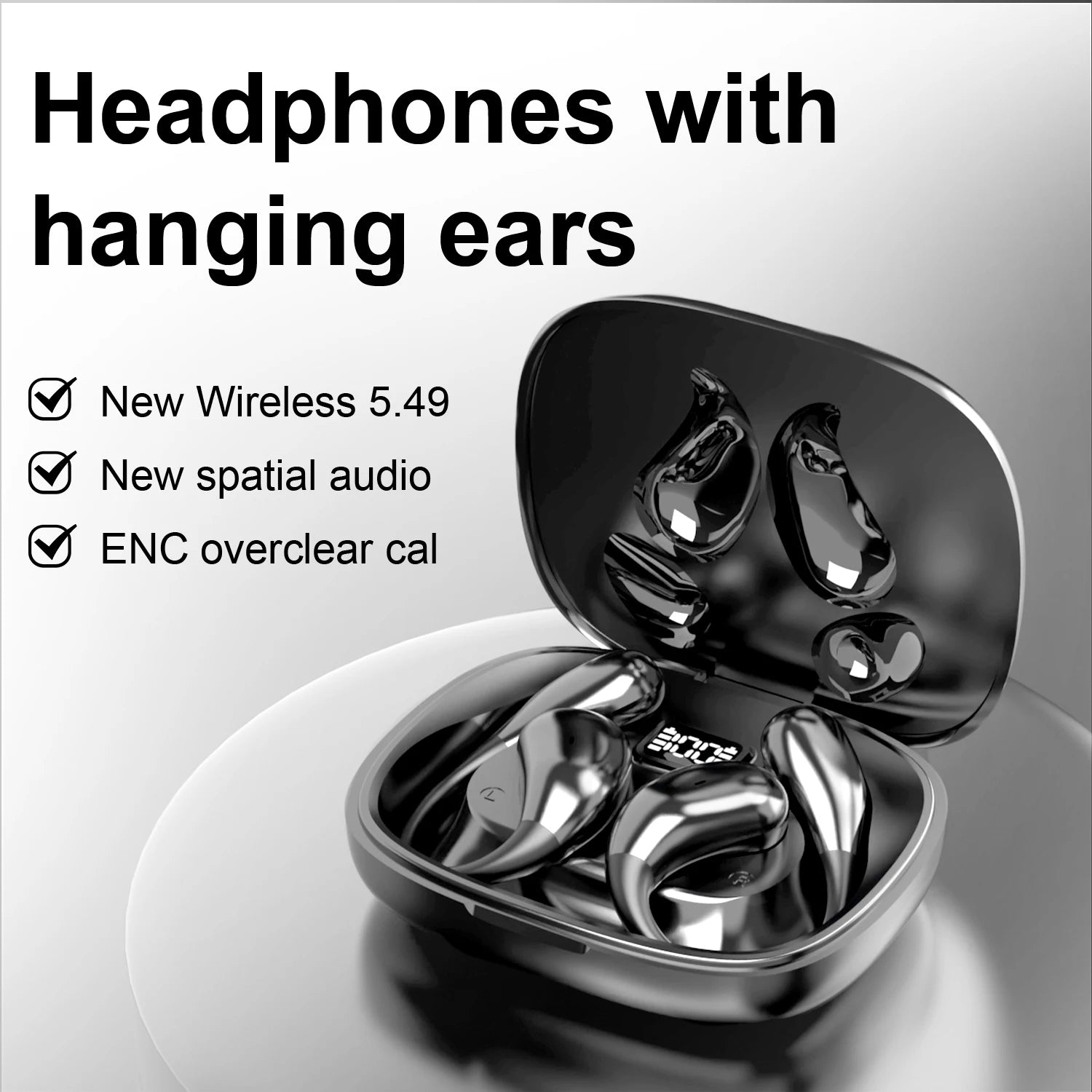 Bluetooth Wireless Headphones HiFi Music Earphones with Mic Smart Touch Noise Reduction Earhooks Waterproof Headset for Sports