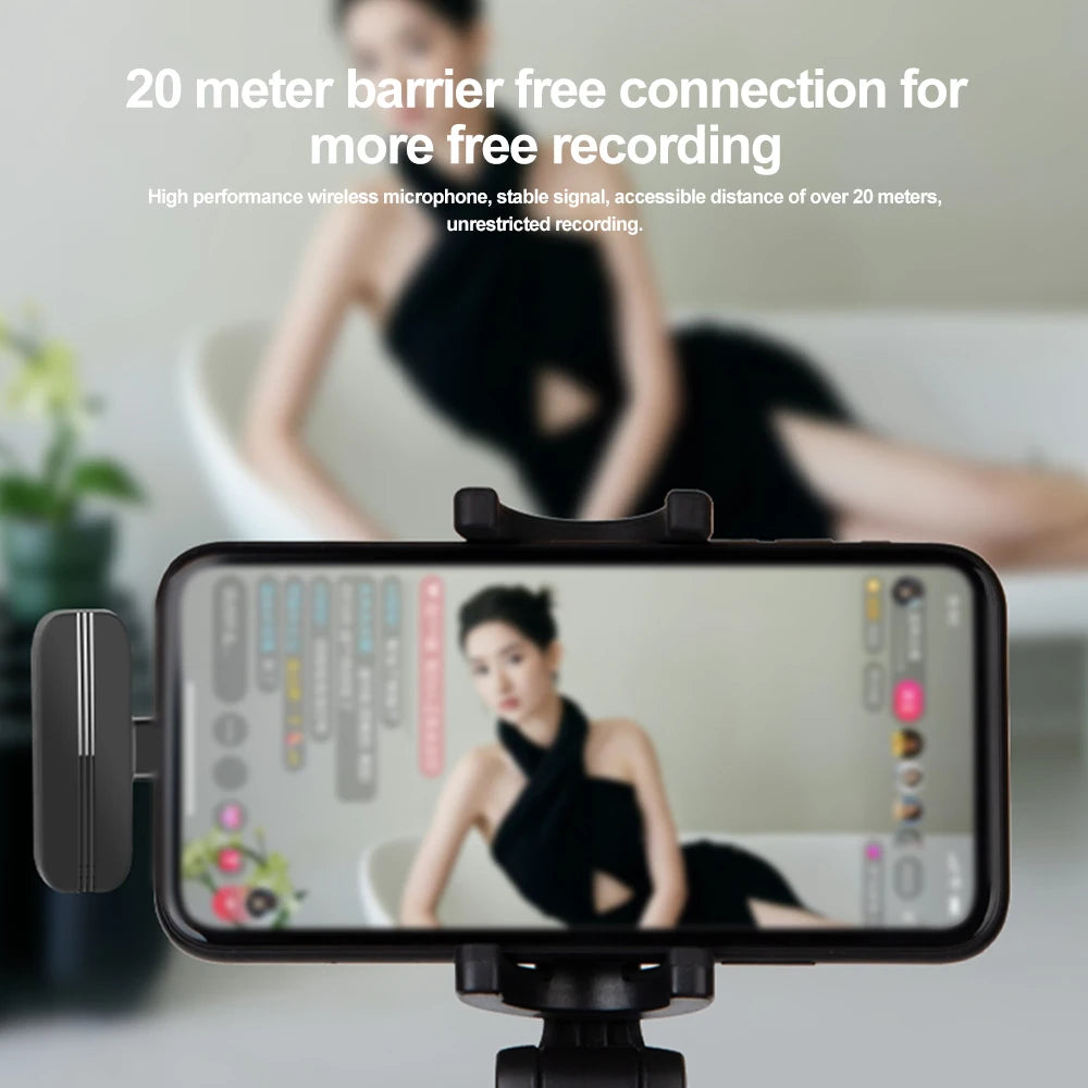 Wireless Lavalier Microphone 2.4G Wireless Microphone Audio Video Recording Mic for Live Broadcast Guide System Gaming Phone