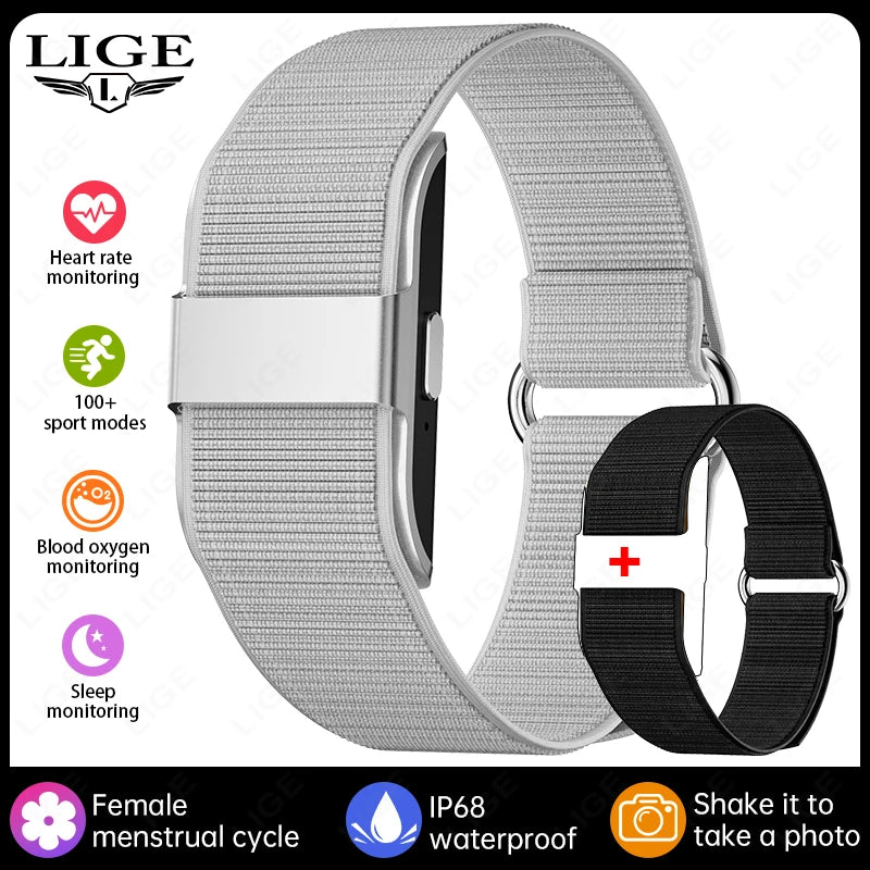 LIGE Smart Bracelet Stylish Lightweight No Screen Sports Tracker Heart Rate Sleep Monitoring IP68 Waterproof Men's Smart Watch