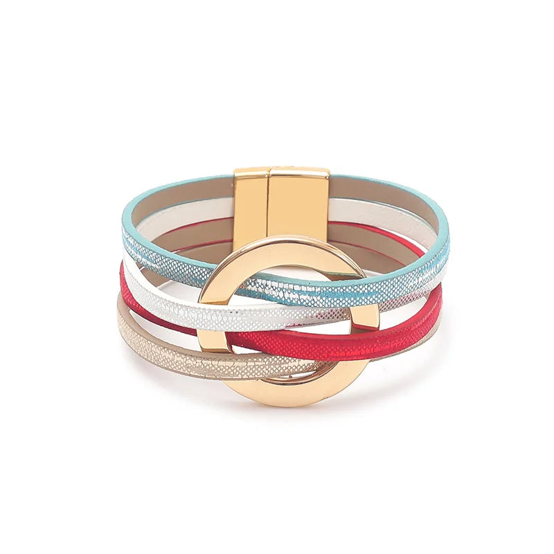 New Fashion Bracelets & Bangles Elegant Multilayer Wide Wrap Bracelet Female Jewelry Gift Leather Bracelets For Women