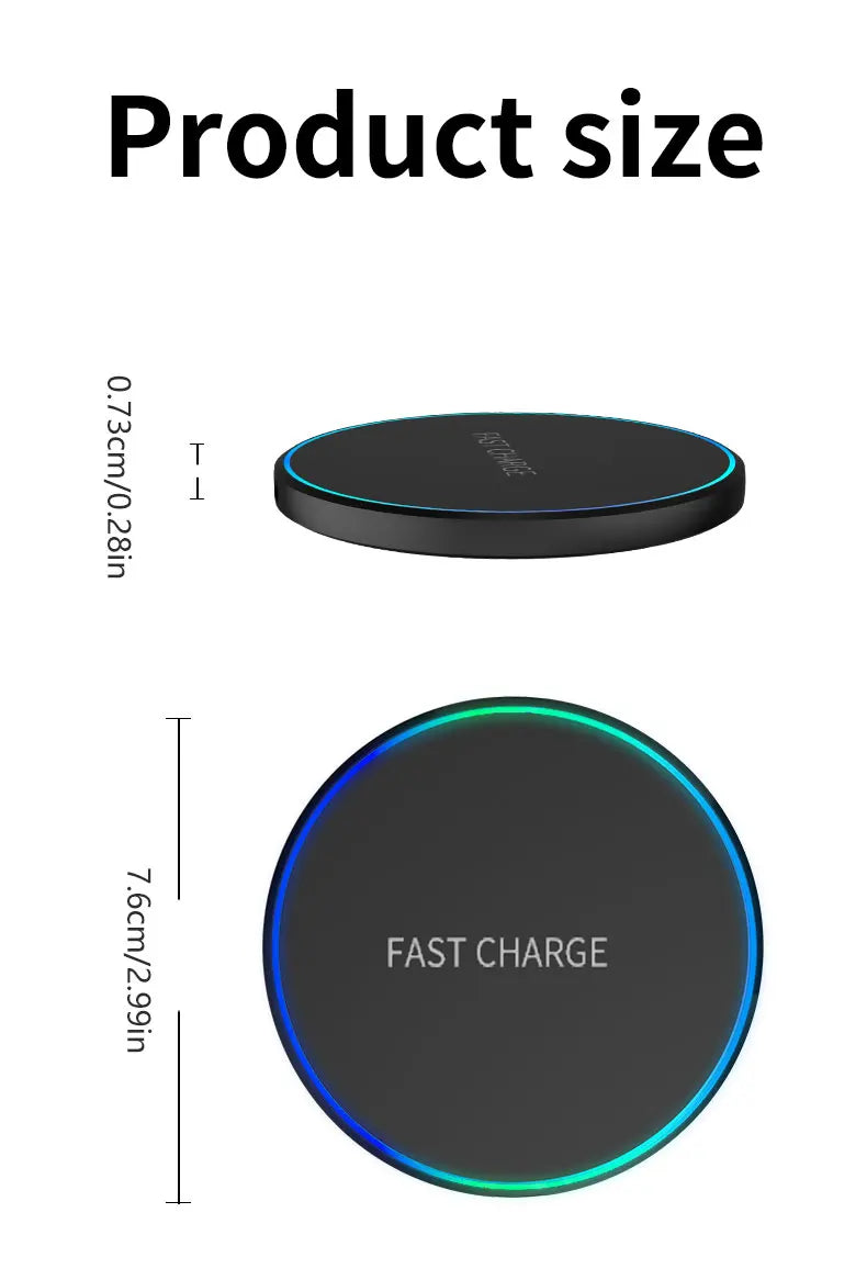 New 15W round luminous mobile phone charger wireless charging fast charging 15W portable desktop mobile phone wireless charging