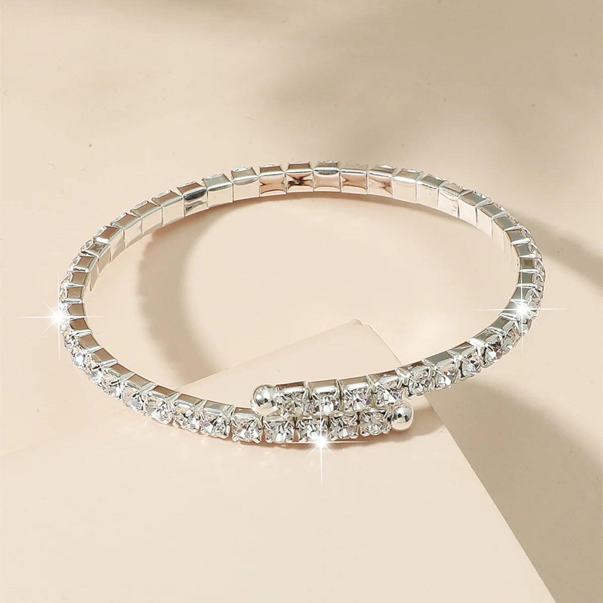 Wedding Bridal Jewelry 1-10 Row Cuff CZ Rhinestone Crystal Stretch Strand Bracelet Bangle Dropshipping