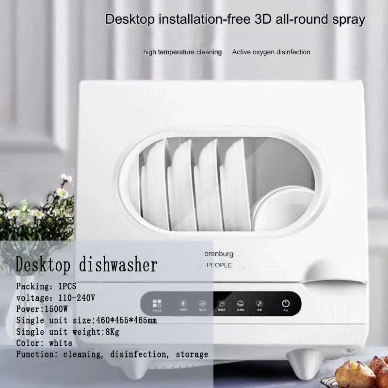 Household Portable Dishwashers Washing Machine Electric Heating Touch Control Small Table Top Automatic Countertop