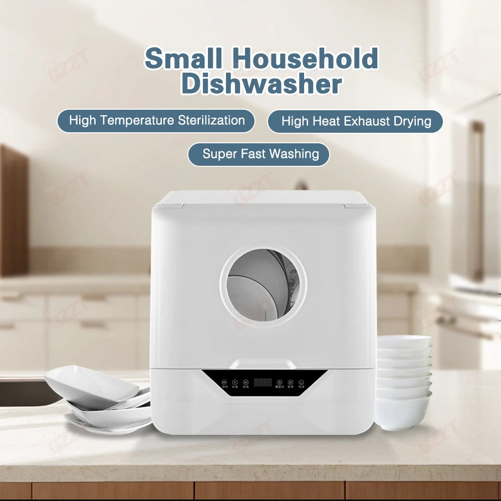 GZZT DW-T1 Small Household Dishwasher Flume Embedded Desktop Mini Intelligent Dishwasher Dish Washer Machine With Drying