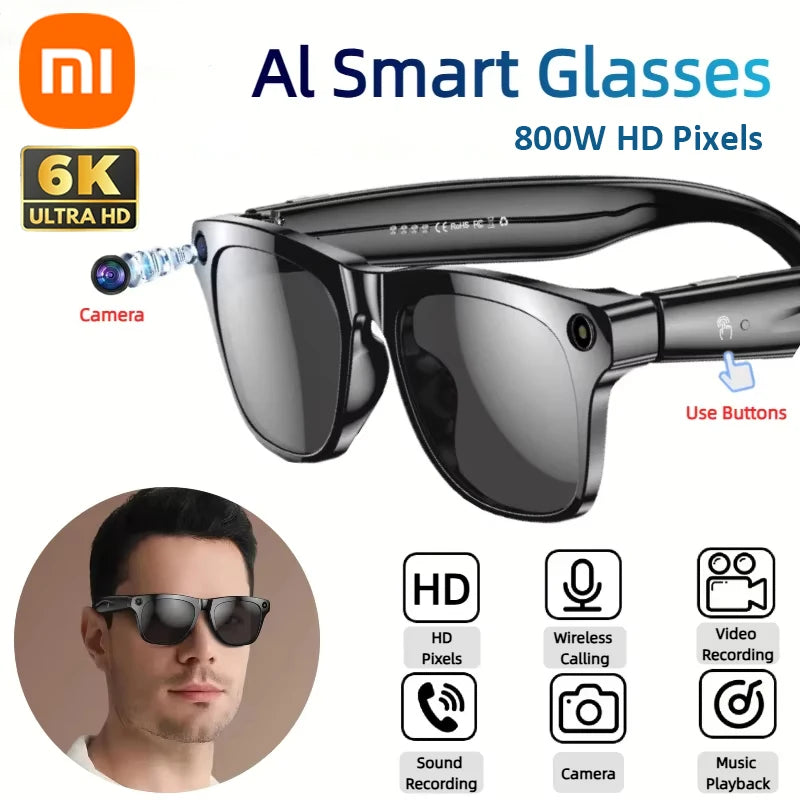 Xiaomi AI Smart Glasses 6K HD Photochromic Multifunction Bluetooth Calling Voice Assistant Music Player Translate Camera Glasses