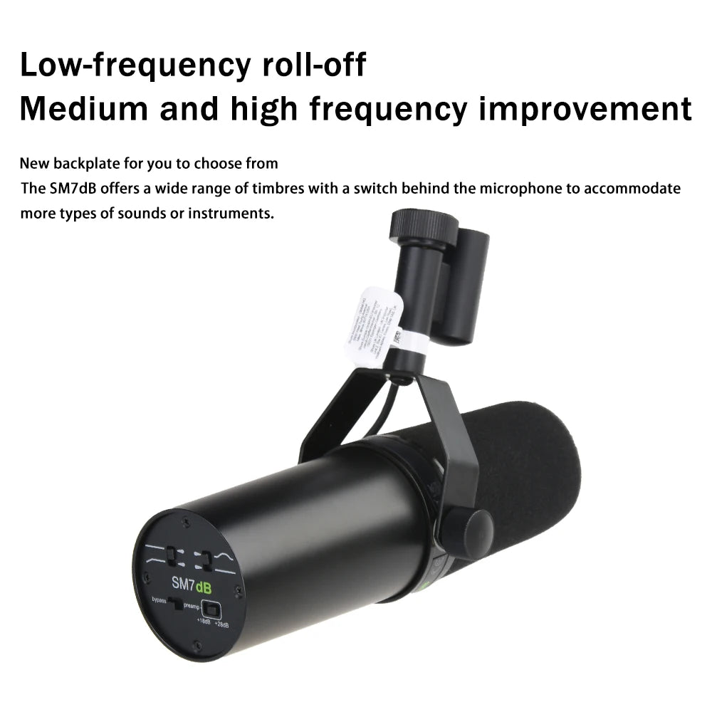 TOP Quality SM7dB Dynamic Vocal Microphone with optional frequency response and built-in preamplifier SM7B for podcast recording