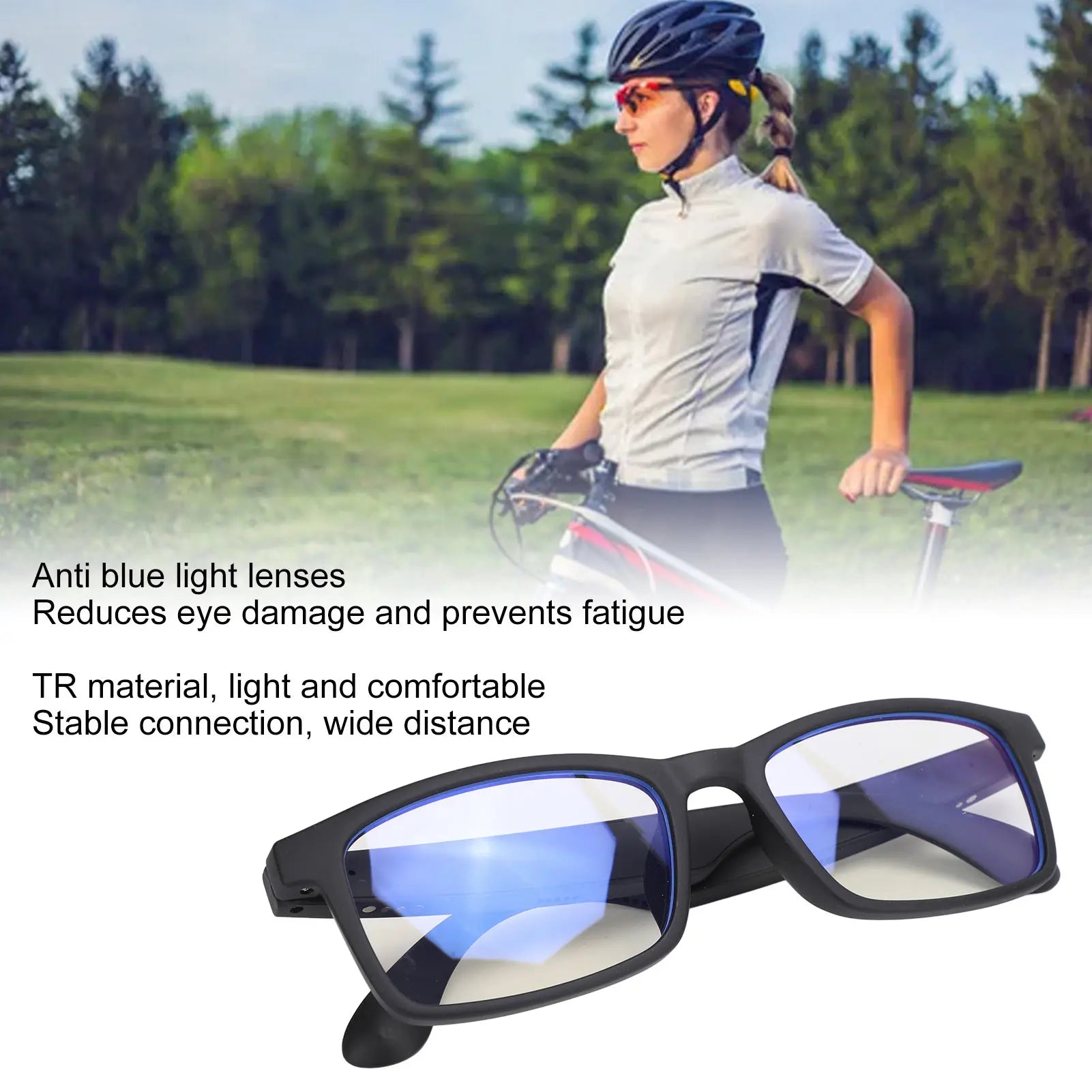 Smart Sound Glasses with Mic Blue Light Filter Touch  Outdoor Cycling Bluetooth 5.3 Glasses Smart Sound Glasses