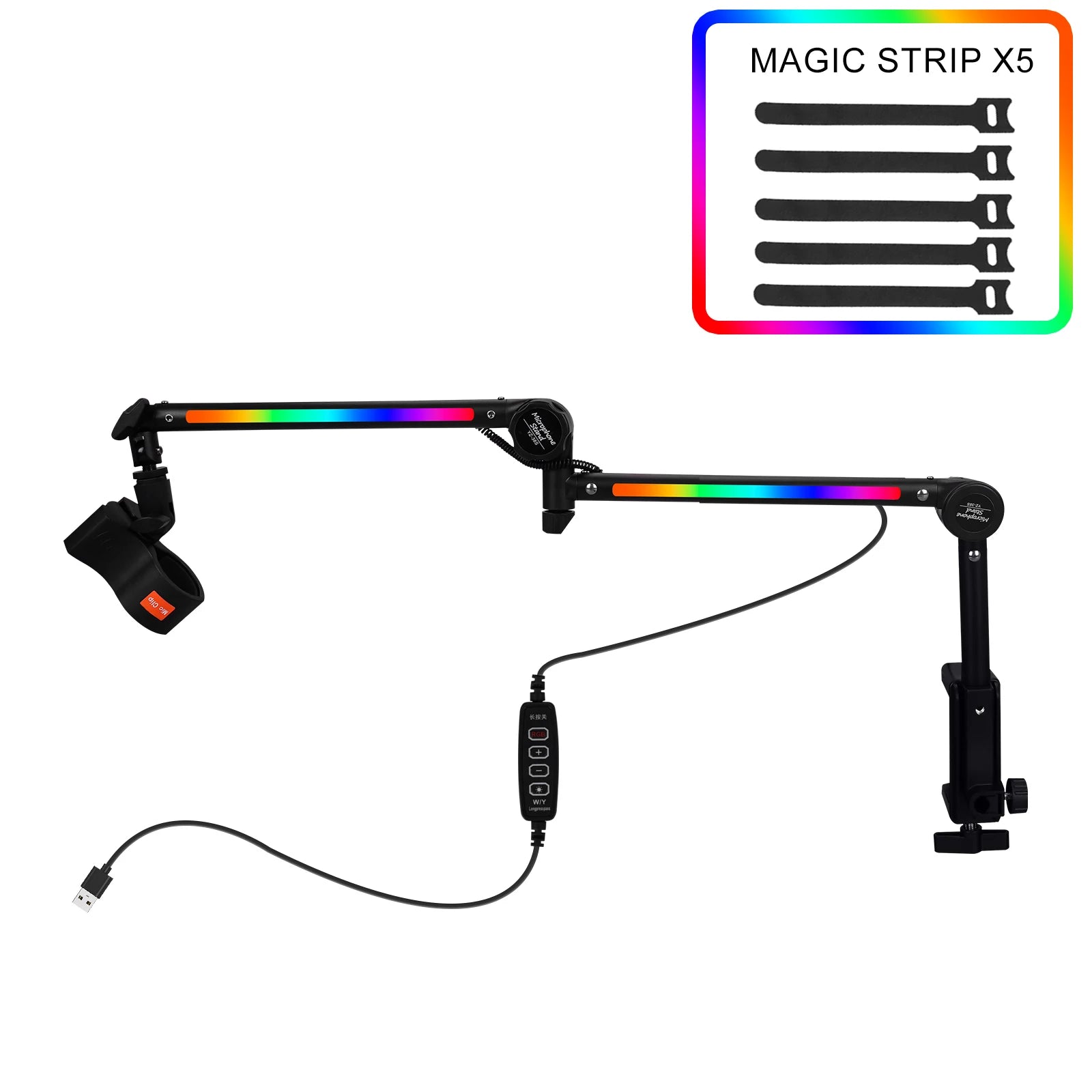 Microphone spring-free microphone cantilever stand live broadcast stand with built-in cable management clip desktop stand