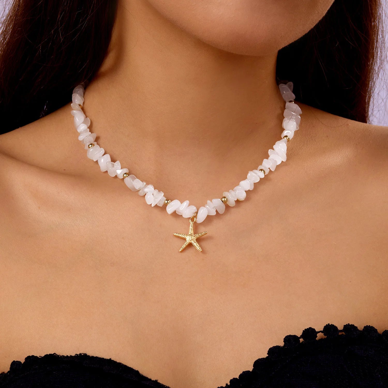 New Beach Style Seashell Necklace Beaded Choker Necklaces for Women Handmade Starfish Pendant Fashion Ocean Jewelry Чокер