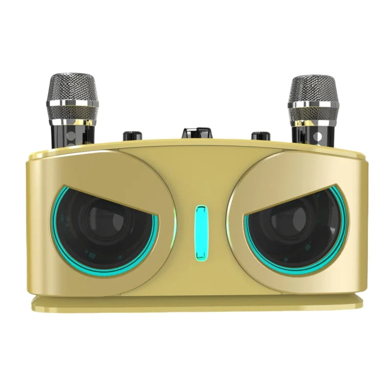 20W Karaoke Machine with Two Wireless Microphones, Portable Bluetooth Speaker with Bass/Treble Adjustment,  RGB Lights