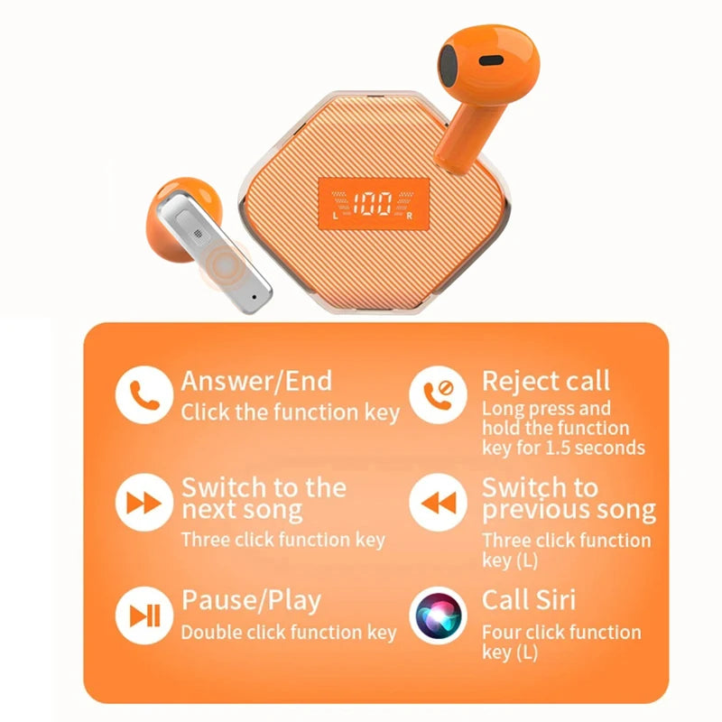 Wireless Bluetooth 5.3 Earphone With LED Screen HIFI ENC Call noise reduction Earbuds In-ears Headphones Gaming Headset With mic