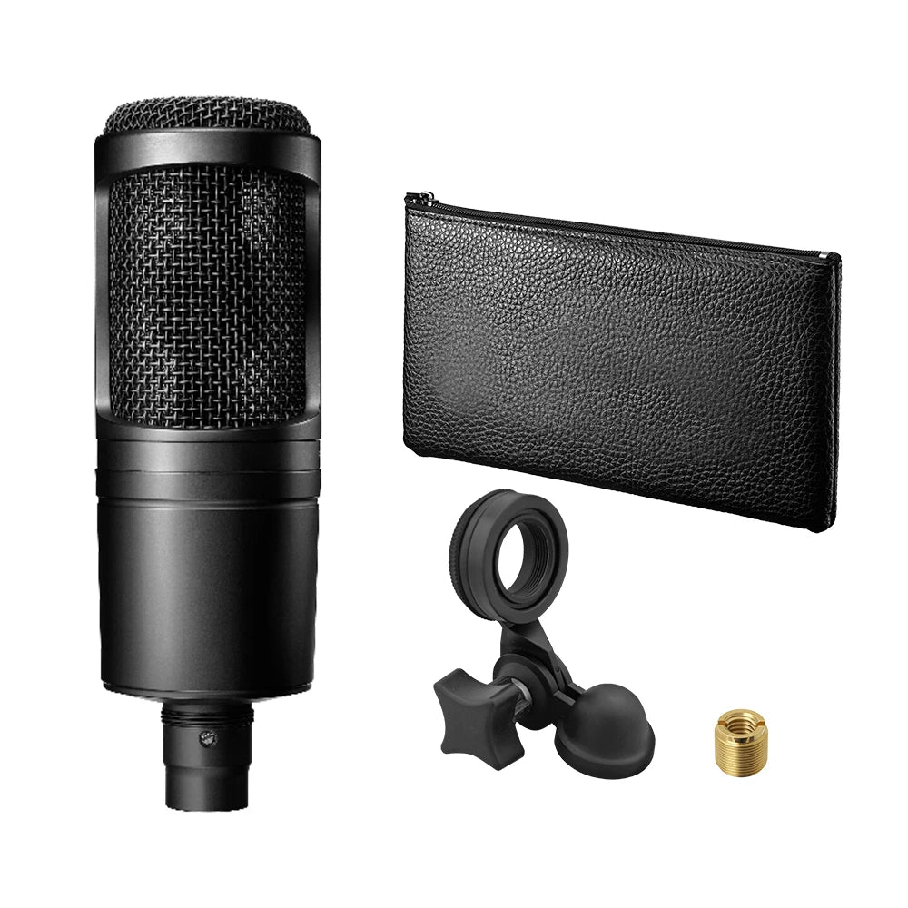 Professional AT2020 Cardioid Condenser large-diaphragm Microphone Ideal for Home Studios Podcasting Offering Superior Sound