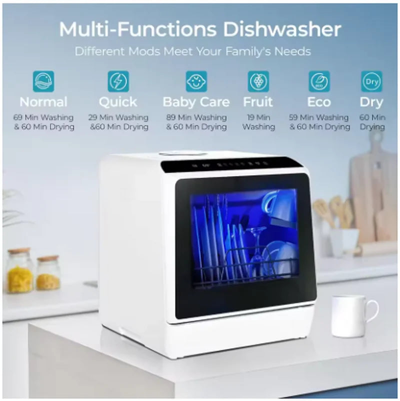 Mini portable dishwasher countertop compact dishwasher, desktop small dishwasher with 5L built-in water tank GN781TB