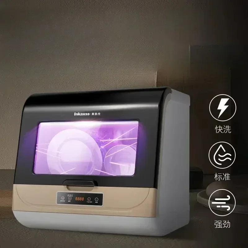 Household smart fully automatic desktop dishwasher - compact, installation-free, with disinfection and drying functions