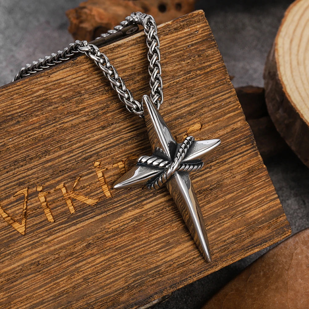 New Fashion Minimalist Cross Pendant Necklace Trendy Versatile Vintage Punk Style Men's Necklace