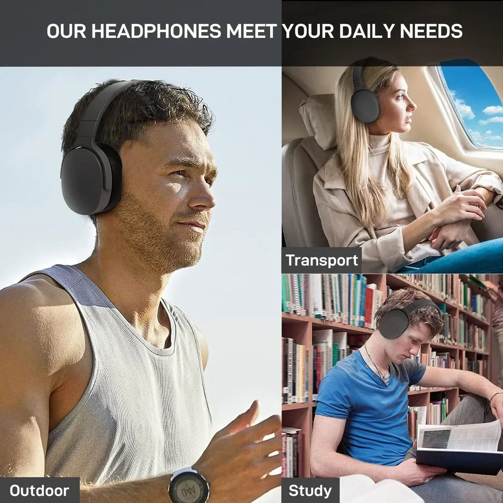 Hot Wireless Headset Bluetooth Headphones Over Ear Hifi StereoTrue Sports Earphones TF AUX Music Player with HD Mic