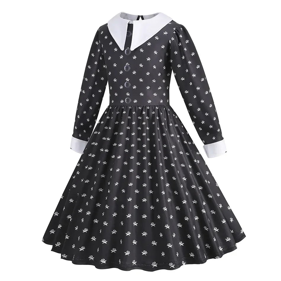 Halloween Costume For Girls Adams Cosplay Black Dress Costumes Gothic Dresses Children Clothes Party
