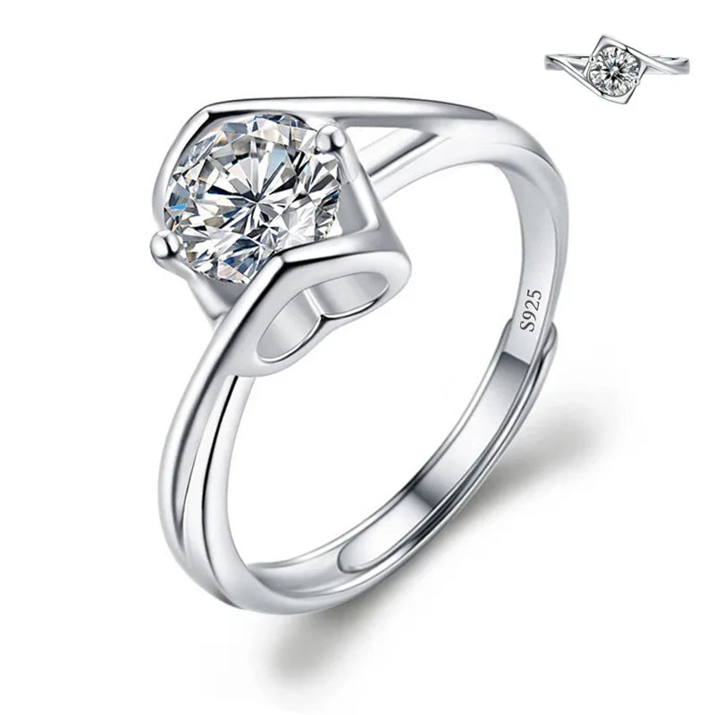 Never Fade Luxury Classic 18K White Gold Color Ring Solitaire 2 Carat Zirconia Diamant Wedding Band Women Jewelry Accessories