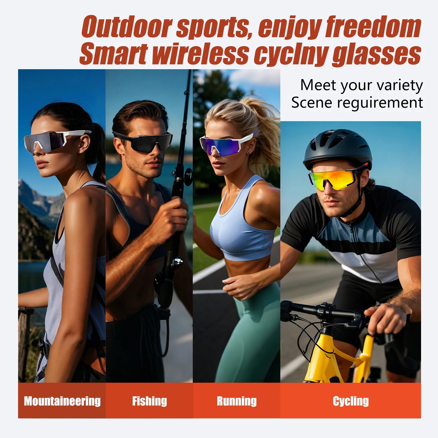 Smart Glasses Cycling Sport 100+ Online Language AI Automatic Dialogue Translation Bluetooth Glasses With Speaker UV Protection