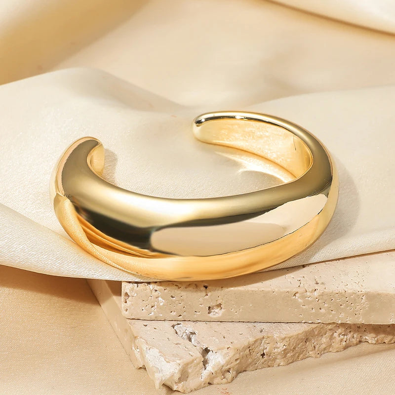 Trendy Big Cuff Bangles Bracelets Women Vintage Statement Plastic Geometric Open Bangle Hip Hop Punk Gold Silver Color Jewelry