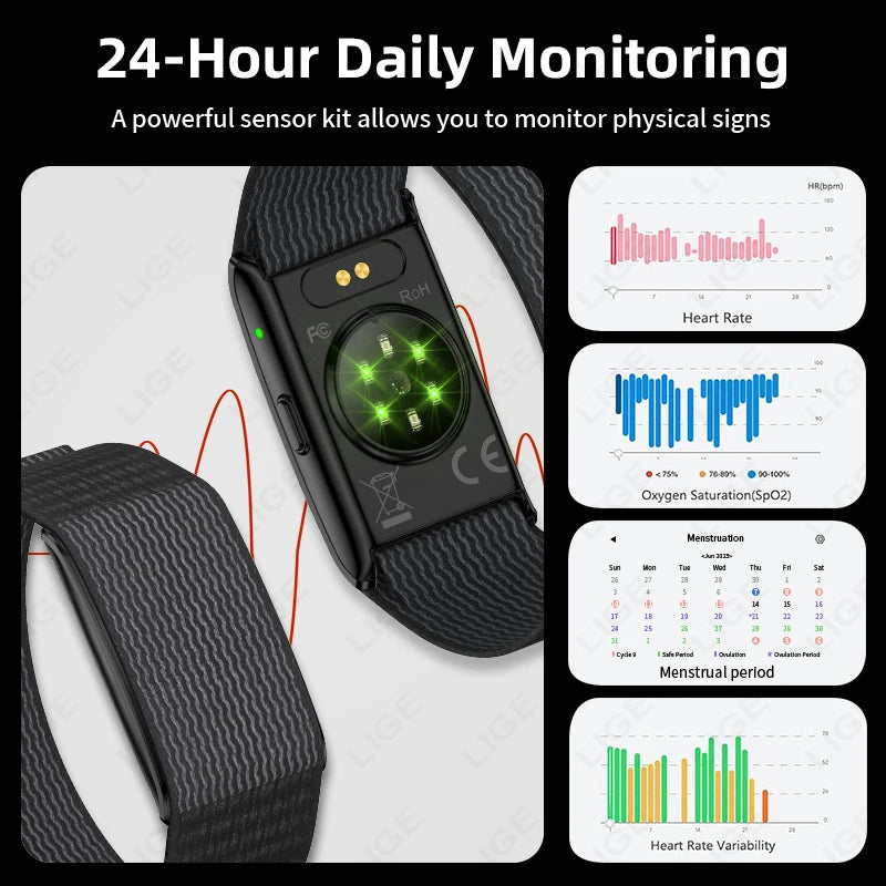 AI Health Wristband Smart Watch Bracelet Men Women Heart Rate Blood Pressure Monitor Fitness Tracker Waterproof Sports Smartband