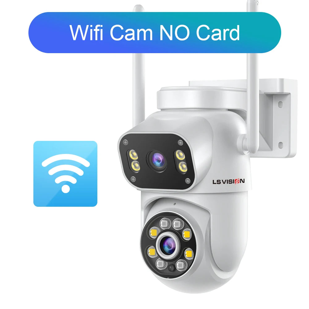 LS VISION 8MP Dual Screen Wifi Camera PTZ Color Night Vision Outdoor Security Protection CCTV IP Camera ICSee NVR P2P USB Cam