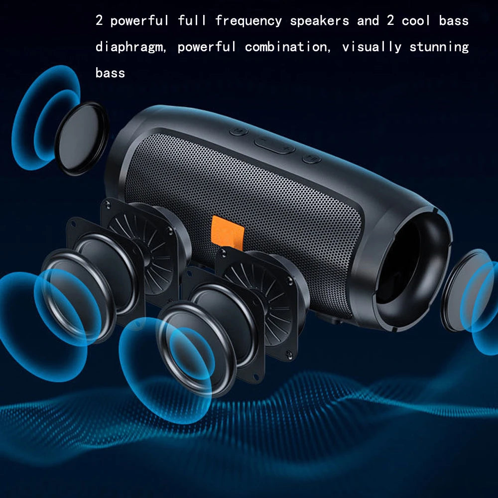 Portable Subwoofer Bluetooth Speakers Outdoor Stereo Surround Waterproof Loudspeaker Wireless Sound Box Support FM Radio TF Card