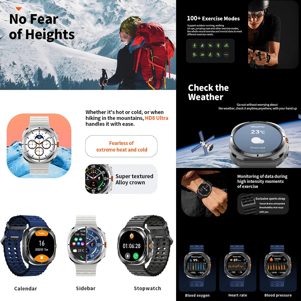2025 New Watch 8 Smart Watch  NFC Health Monitoring Sports  Fitness GPS Bluetooth Call IP68 Waterproof HD Smartwatch