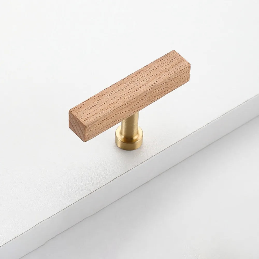 Light Luxury Walnut Wood Wood Cabinet Handles Beech Wood Modern Drawer Pulls Minimalist Luxury Design Cabinet Pulls Kitchen