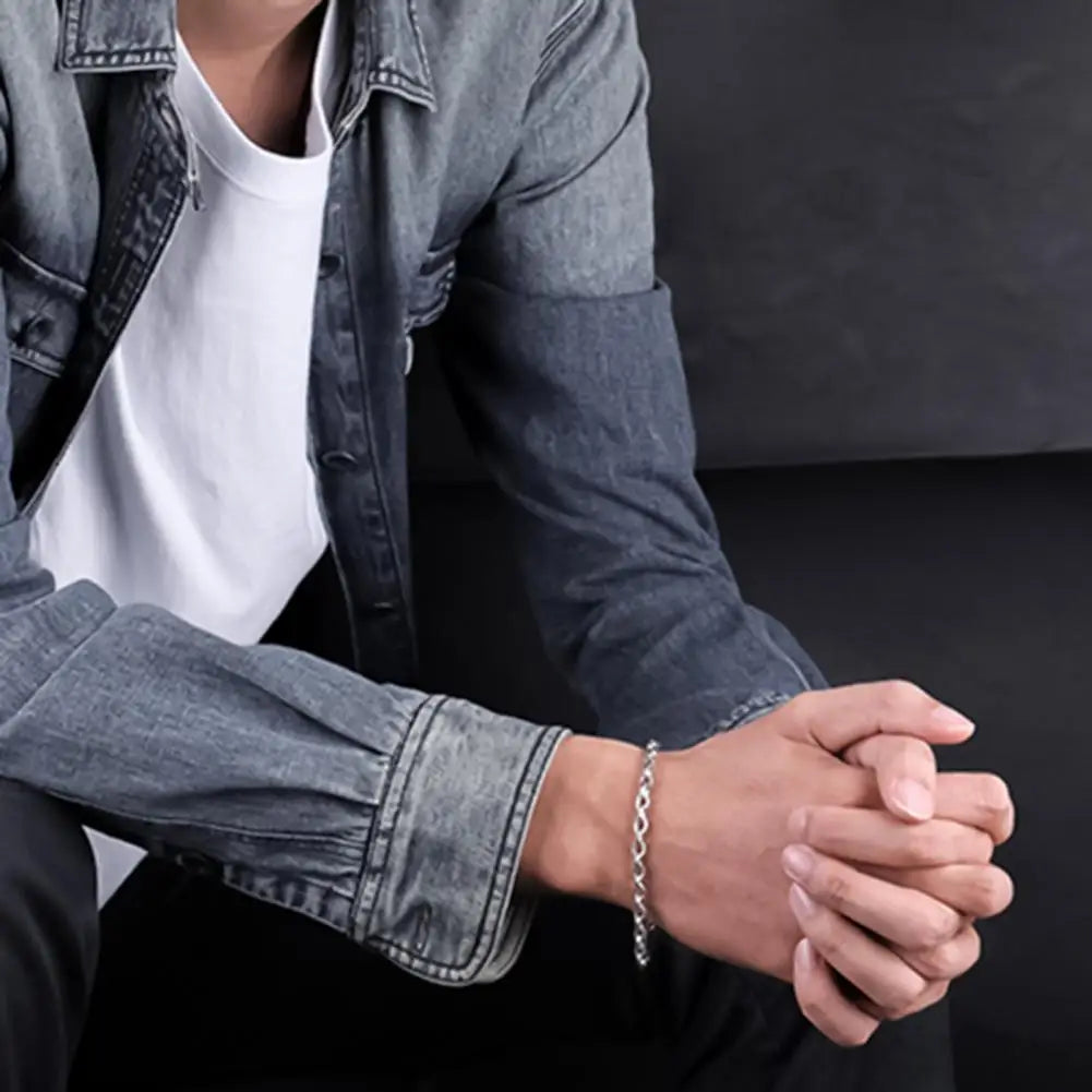 Elegant Men Women Bracelet Silver Plated Twisted Chain Bracelet Bangle Jewelry Party Fashion Gift
