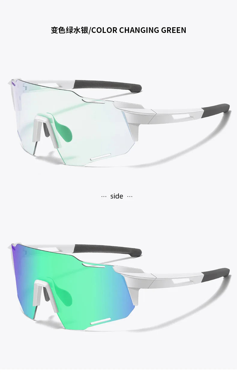 Smart color-changing riding glasses, stylish windproof cycling goggles, UV protection running and dust-proof skiing eyewear.