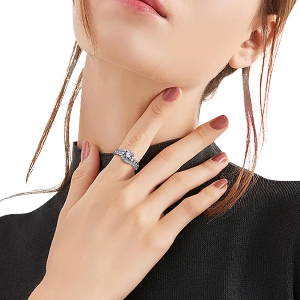 Cubic Zirconia Finger Ring Wedding Black Transparent Irregular Geometry Finger Band Polished Party Couple's Ring Jewelry gift