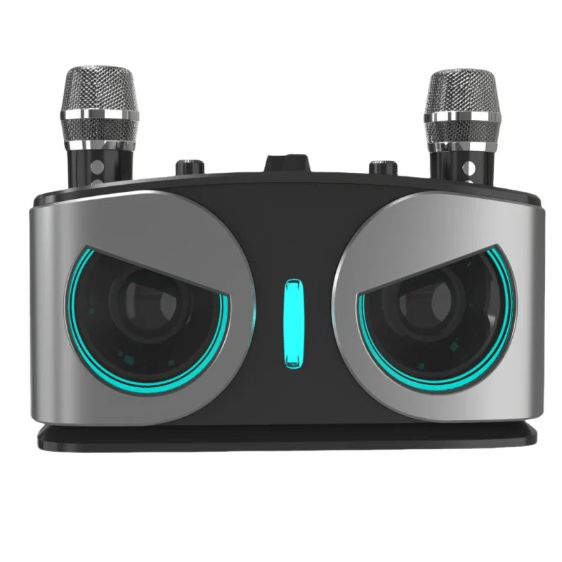 20W Karaoke Machine with Two Wireless Microphones, Portable Bluetooth Speaker with Bass/Treble Adjustment,  RGB Lights