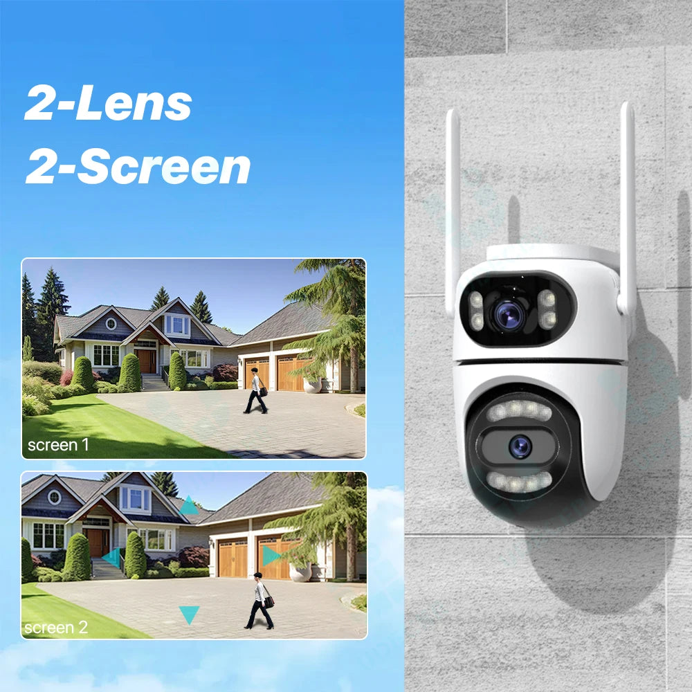 Wifi PTZ Camera iCsee APP 8MP 4K HD Dual Lens Dual Screens Video Surveillance IP Camera Ai Tracking Outdoor Home Security CCTV