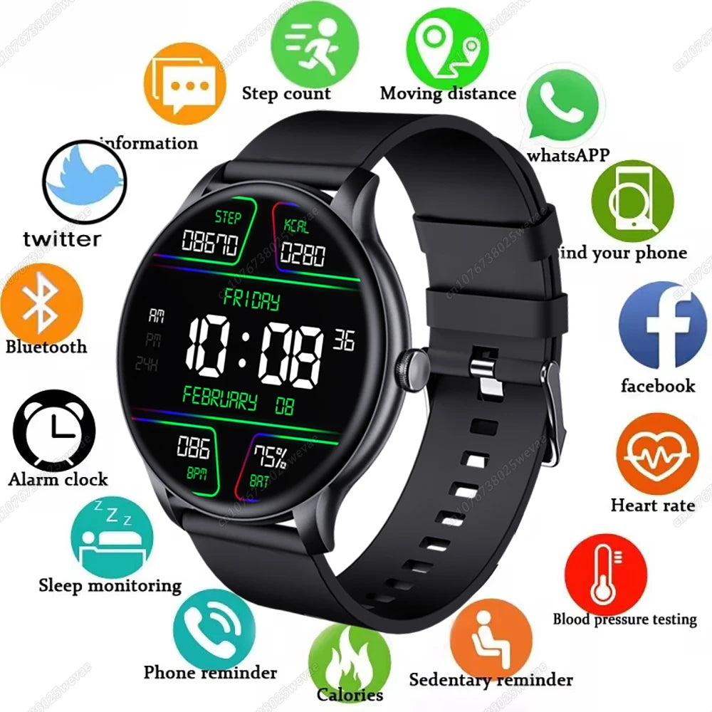 New Smart Watch 2025 Men Women Full Touch Screen Sport Fitness Watch IP67 Waterproof Bluetooth Call For Android IOS Smartwatch
