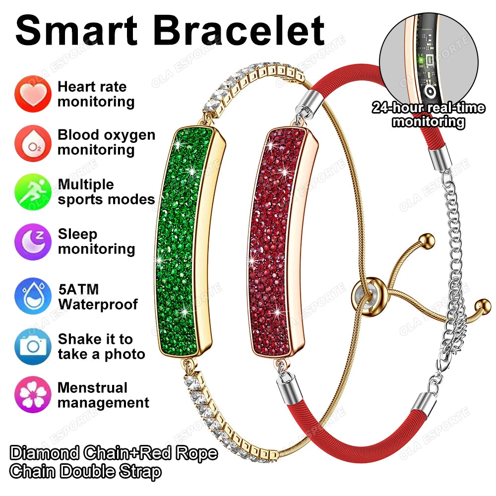 New Ladies Smart Bracelet 5.3 Bluetooth Connection 5ATM Waterproof Women's Health Heart Rate Sleep Monitoring Sports Smart Watch