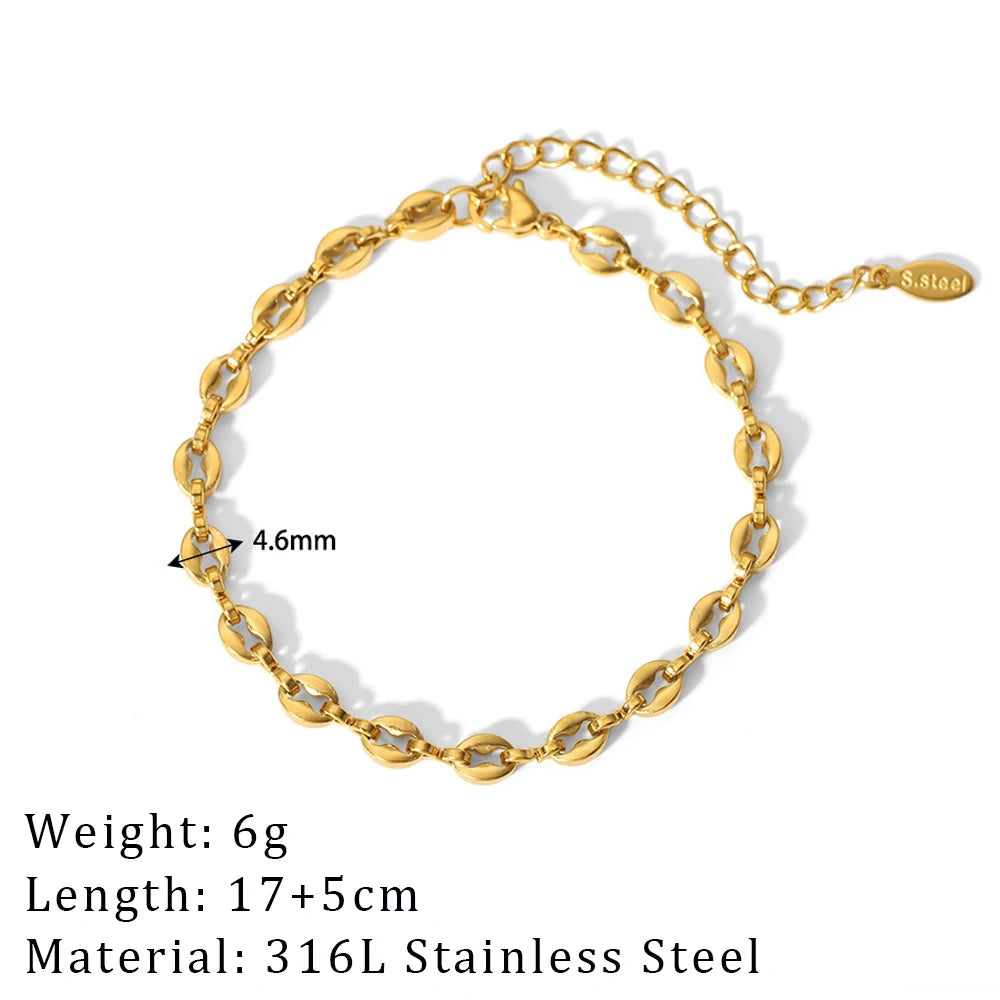 2024 New Wide Chunky Twist Bracelets For Women Gold Color Stainless Steel Link Cubic Chain Bangle Gift