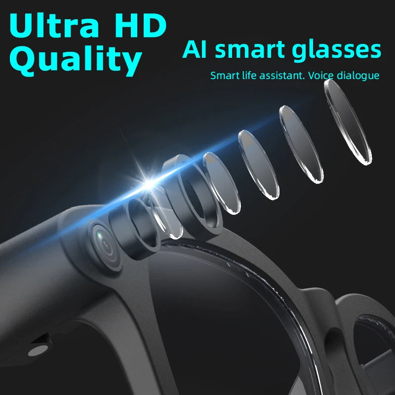 Xiaomi 4K HD AI Smart Glasses Multifunction Bluetooth Calling Voice Assistant Music Player Translation Camera Glasses Gift Lens