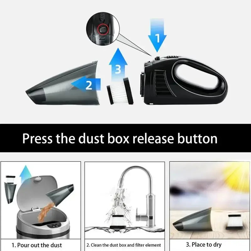 Car Vacuum Cleaner-High-Power 12V Handheld Portable with Wired Design-Removes Dust,Food, Sand,and Dog Hair-Perfect for Cars