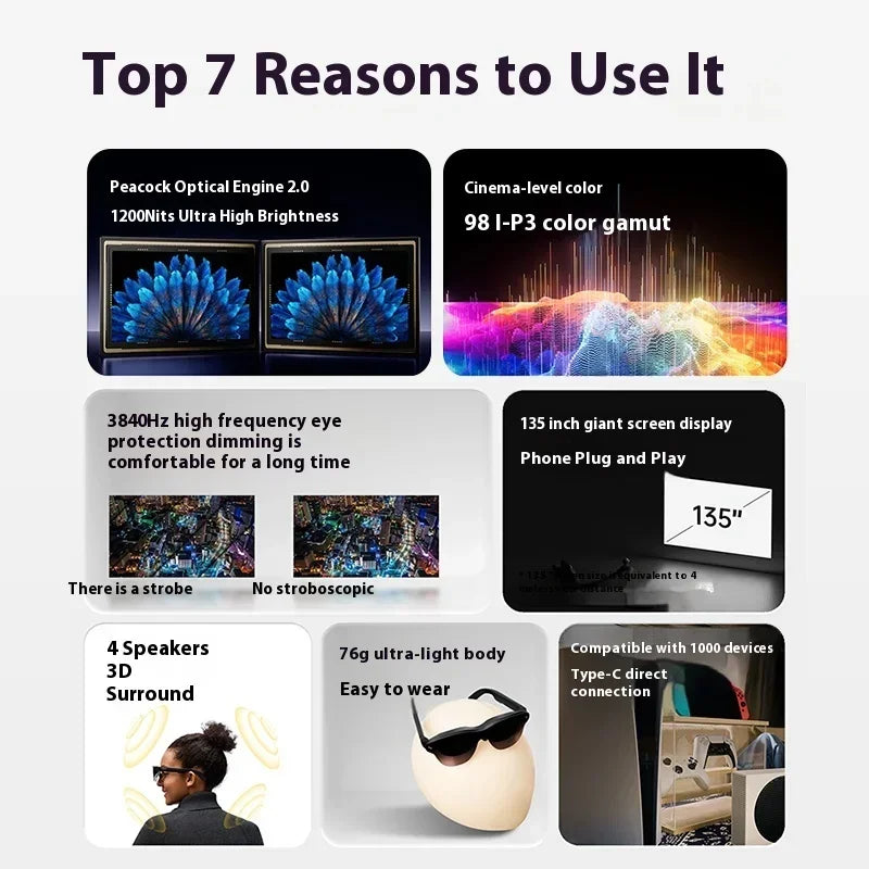 RayNeo Air 3S Pro Smart AR Glasses 135-inch HD Screen Viewing 3840Hz 1200 Nits1200Nits Brightness 3D Surround Sound Loudspeakers