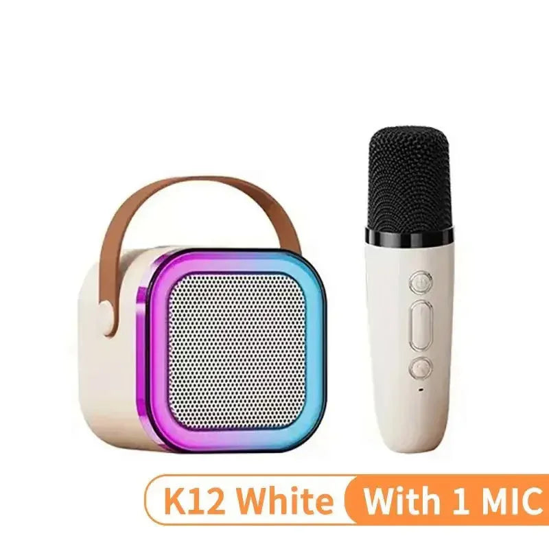 K12 Wireless Bluetooth Speaker with 2 Microphone RGB Portable Music Player Karaoke Machine for  Family Singing Children's Gifts