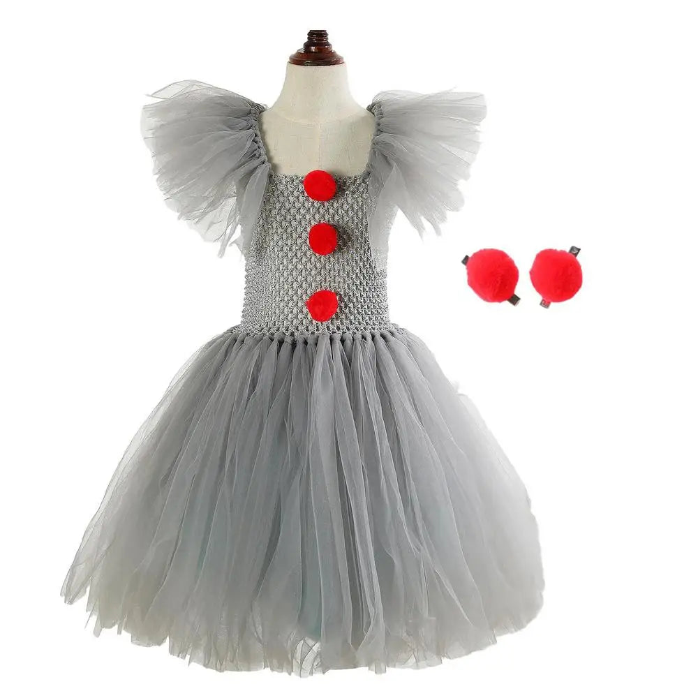 Halloween Clown Costume for Girls Halloween Cosplay Princess Dress Stylish and Cute Costume Props for Parties Daily and Going