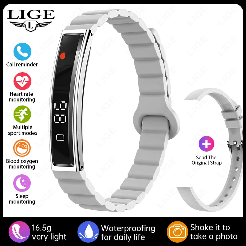 LIGE Smart Bracelet Sport Fitness Tracker Heart Rate Blood Oxygen Sleep Stress HRV Monitor Watches Step Counting Smartwatch Band