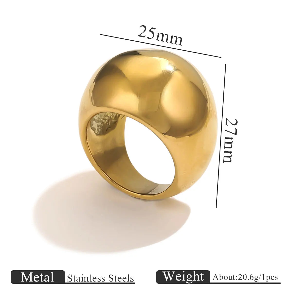 Vintage Stainless Steel Punk Style Chunky Large Rings for Women Men Fashion Glossy Gold Plated 18k No Fading Jewelry Party Gifts