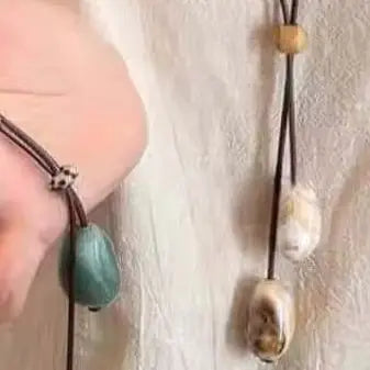 Long Oval Pendant Necklace New Chinese Style Simple Vintage Zen Fashion Design Jewelry Accessory