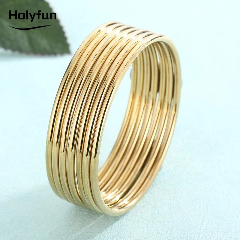 Fadeless Stainless Steel Bangle Bracelet For Women Non Fading Circular Minimalist Women's Hand Bracelets Woman Luxury Jewelry