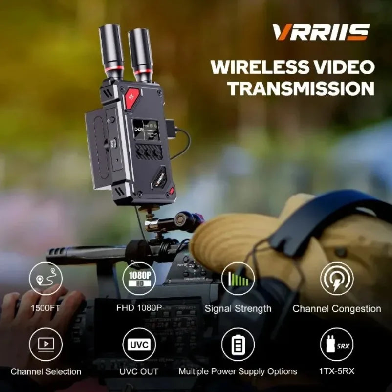 Wireless HDMI-Compatible Video Extender Kit Transmitter Receiver for Home Gaming Cameras Supported with NP-F Series Batteries