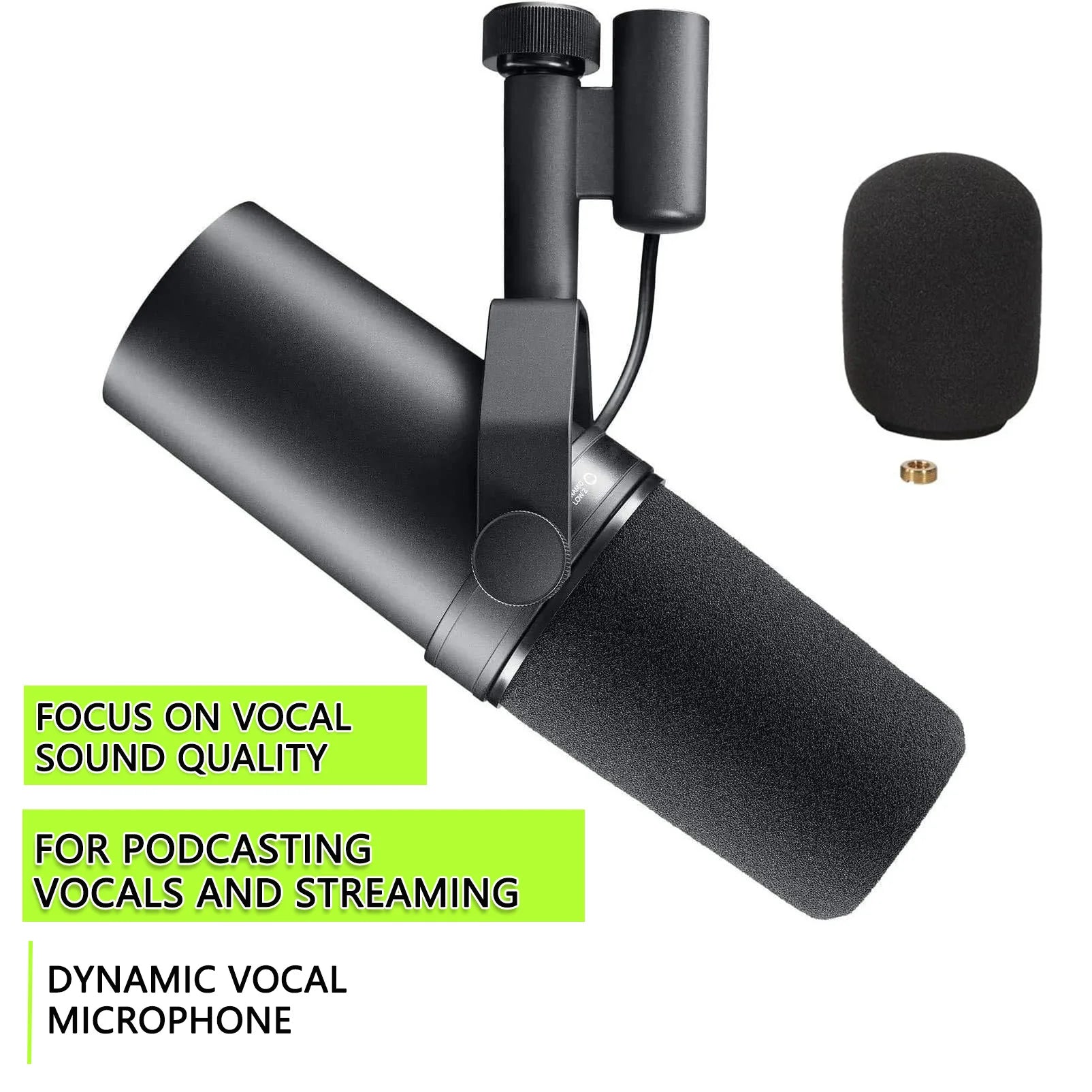 SM7B Professional Dynamic microphone podcast studio set for Live/Stage Recording Podcasting Black Metal Mic
