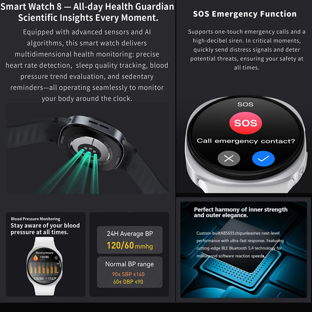 2025 New Smart Watch Series 8   Ultra-thin 1.46 inch Sport Watch Compass IP68 Waterproof Display Bluetooth Call GPS Smart Watch